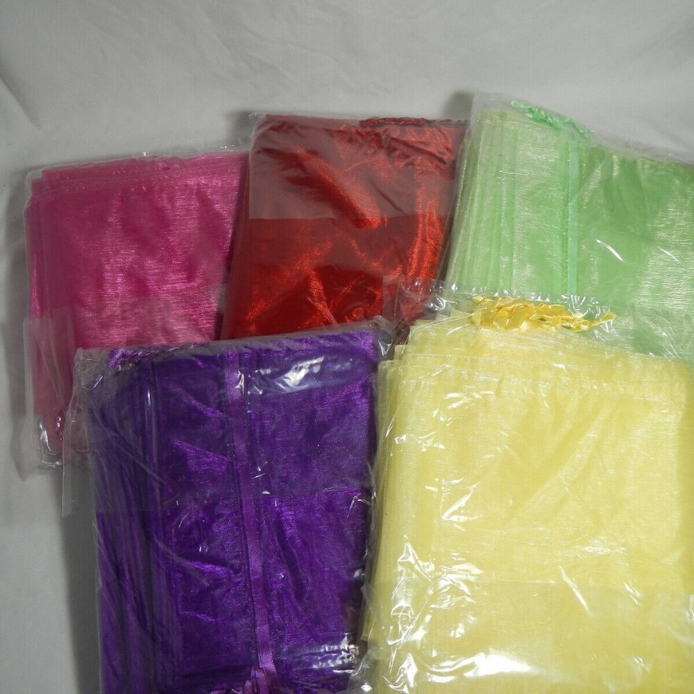 100 Fall Autumn Organza Bag Large 8x14" Gift Purple Red Fuchsia Green Yellow